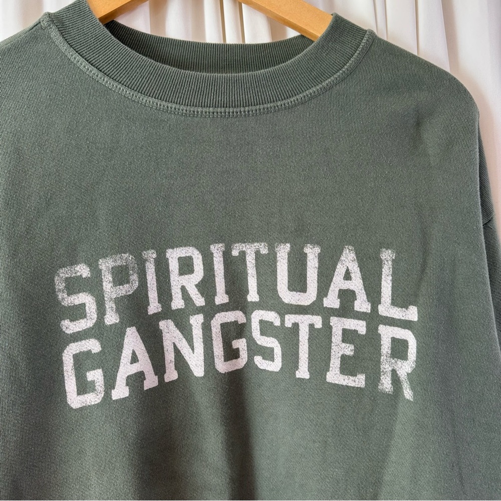 Spiritual Gangster Men's Classic Crewneck Sweatshirt Size Small Army Green - Picture 3 of 6